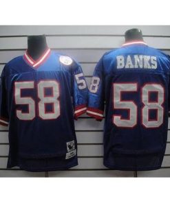 Mitchell and Ness New York Giants #58 Carl Banks Blue Stitched NFL Jersey Men's