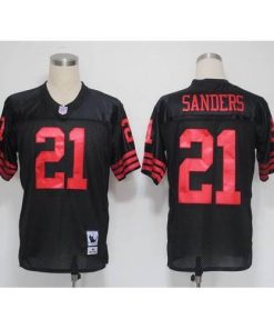 Mitchell and Ness San Francisco 49ers #21 Deion Sanders Black Stitched NFL Jersey Men's
