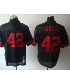 Mitchell and Ness San Francisco 49ers #42 Ronnie Lott Black Stitched NFL Jersey Men's