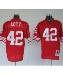 Mitchell and Ness San Francisco 49ers Ronnie Lott Premier #42 Stitched Red Jersey Men's