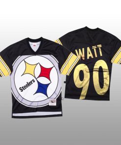 NFL Pittsburgh Steelers #90 T.J. Watt Black Men's Mitchell & Nell Big Face Fashion Limited NFL Jersey