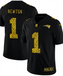 New England New England Patriots #1 Cam Newton Men's Nike Leopard Print Fashion Vapor Limited NFL Jersey Black Men's