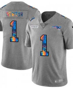 New England New England Patriots #1 Cam Newton Men's Nike Multi-Color 2020 NFL Crucial Catch NFL Jersey Greyheather Men's