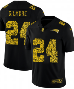 New England New England Patriots #24 Stephon Gilmore Men's Nike Leopard Print Fashion Vapor Limited NFL Jersey Black Men's