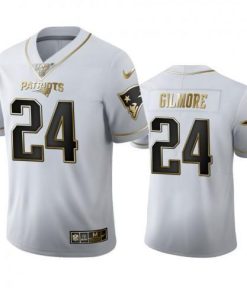 New England New England Patriots #24 Stephon Gilmore Men's Nike White Golden Edition Vapor Limited NFL 100 Jersey Men's