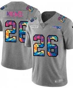 New England New England Patriots #26 Sony Michel Men's Nike Multi-Color 2020 NFL Crucial Catch NFL Jersey Greyheather Men's