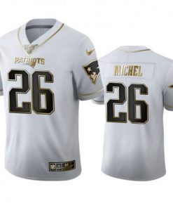 New England New England Patriots #26 Sony Michel Men's Nike White Golden Edition Vapor Limited NFL 100 Jersey Men's