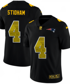 New England New England Patriots #4 Jarrett Stidham Men's Black Nike Golden Sequin Vapor Limited NFL Jersey Men's