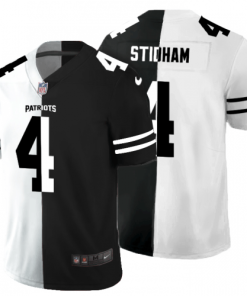 New England New England Patriots #4 Jarrett Stidham Men's Black V White Peace Split Nike Vapor Untouchable Limited NFL Jersey Men's