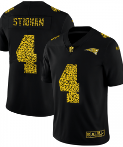 New England New England Patriots #4 Jarrett Stidham Men's Nike Leopard Print Fashion Vapor Limited NFL Jersey Black Men's