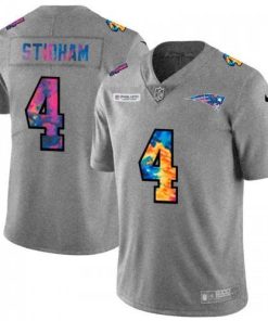 New England New England Patriots #4 Jarrett Stidham Men's Nike Multi-Color 2020 NFL Crucial Catch NFL Jersey Greyheather Men's