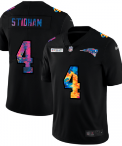 New England New England Patriots #4 Jarrett Stidham Men's Nike Multi-Color Black 2020 NFL Crucial Catch Vapor Untouchable Limited Jersey Men's