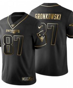 New England New England Patriots #87 Rob Gronkowski Men's Nike Black Golden Limited NFL 100 Jersey Men's