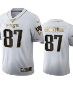 New England New England Patriots #87 Rob Gronkowski Men's Nike White Golden Edition Vapor Limited NFL 100 Jersey Men's