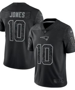 New England Patriots #10 Mac Jones Black Men's Nike NFL Black Reflective Limited Jersey