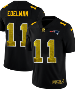 New England Patriots #11 Julian Edelman Men's Black Nike Golden Sequin Vapor Limited NFL Jersey