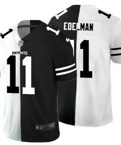 New England Patriots #11 Julian Edelman Men's Black V White Peace Split Nike Vapor Untouchable Limited NFL Jersey