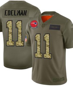 New England Patriots #11 Julian Edelman Men's Nike 2019 Olive Camo Salute To Service Limited NFL Jersey