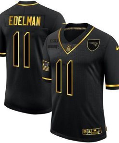 New England Patriots #11 Julian Edelman Men's Nike 2020 Salute To Service Golden Limited NFL Jersey Black
