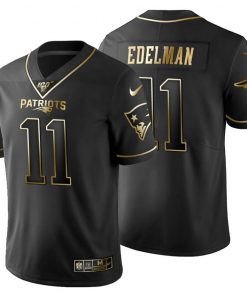 New England Patriots #11 Julian Edelman Men's Nike Black Golden Limited NFL 100 Jersey