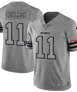 New England Patriots #11 Julian Edelman Men's Nike Gray Gridiron II Vapor Untouchable Limited NFL Jersey