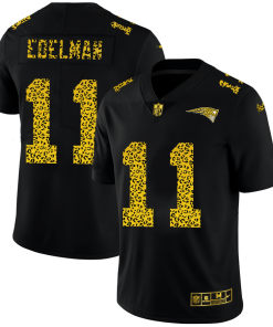 New England Patriots #11 Julian Edelman Men's Nike Leopard Print Fashion Vapor Limited NFL Jersey Black