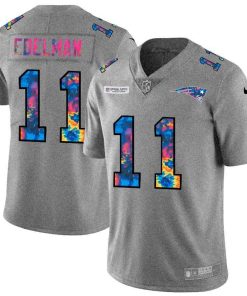 New England Patriots #11 Julian Edelman Men's Nike Multi-Color 2020 NFL Crucial Catch NFL Jersey Greyheather