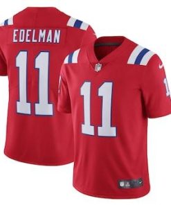 New England Patriots #11 Julian Edelman Men's Nike Red Alternate 2020 Vapor Limited Jersey