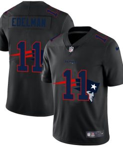 New England Patriots #11 Julian Edelman Men's Nike Team Logo Dual Overlap Limited NFL Jersey Black