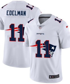 New England Patriots #11 Julian Edelman White Men's Nike Team Logo Dual Overlap Limited NFL Jersey
