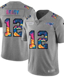 New England Patriots #12 Tom Brady Men's Nike Multi-Color 2020 NFL Crucial Catch NFL Jersey Greyheather