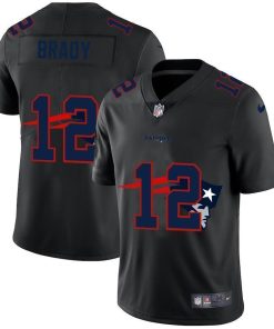 New England Patriots #12 Tom Brady Men's Nike Team Logo Dual Overlap Limited NFL Jersey Black