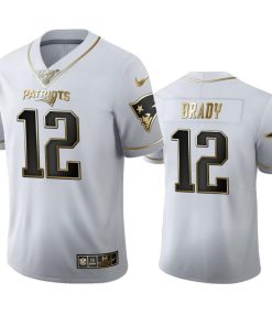 New England Patriots #12 Tom Brady Men's Nike White Golden Edition Vapor Limited NFL 100 Jersey