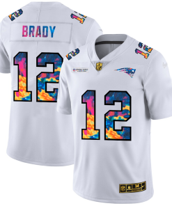 New England Patriots #12 Tom Brady Men's White Nike Multi-Color 2020 NFL Crucial Catch Limited NFL Jersey