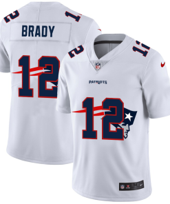 New England Patriots #12 Tom Brady White Men's Nike Team Logo Dual Overlap Limited NFL Jersey