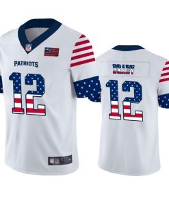 New England Patriots #12 Tom Brady White Men's Nike Team Logo USA Flag Vapor Untouchable Limited NFL Jersey