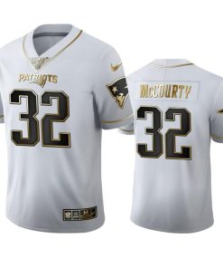 New England Patriots #32 Devin Mccourty Men's Nike White Golden Edition Vapor Limited NFL 100 Jersey