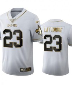 New Orleans New Orleans Saints #23 Marshon Lattimore Men's Nike White Golden Edition Vapor Limited NFL 100 Jersey Men's