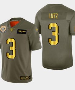 New Orleans New Orleans Saints #3 Wil Lutz Men's Nike Olive Gold 2019 Salute to Service Limited NFL 100 Jersey Men's