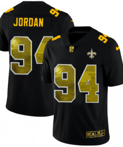 New Orleans New Orleans Saints #94 Cameron Jordan Men's Black Nike Golden Sequin Vapor Limited NFL Jersey Men's