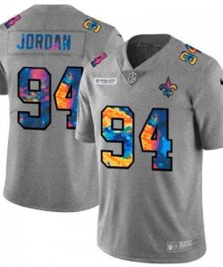New Orleans New Orleans Saints #94 Cameron Jordan Men's Nike Multi-Color 2020 NFL Crucial Catch NFL Jersey Greyheather Men's