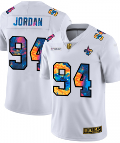 New Orleans New Orleans Saints #94 Cameron Jordan Men's White Nike Multi-Color 2020 NFL Crucial Catch Limited NFL Jersey Men's