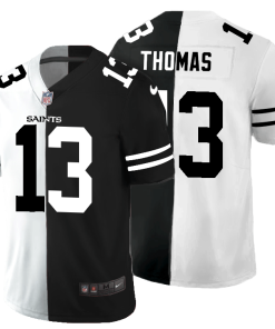 New Orleans Saints #13 Michael Thomas Men's Black V White Peace Split Nike Vapor Untouchable Limited NFL Jersey