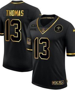 New Orleans Saints #13 Michael Thomas Men's Nike 2020 Salute To Service Golden Limited NFL Jersey Black