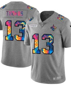 New Orleans Saints #13 Michael Thomas Men's Nike Multi-Color 2020 NFL Crucial Catch NFL Jersey Greyheather