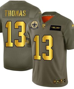 New Orleans Saints #13 Michael Thomas NFL Men's Nike Olive Gold 2019 Salute To Service Limited Jersey