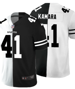 New Orleans Saints #41 Alvin Kamara Men's Black V White Peace Split Nike Vapor Untouchable Limited NFL Jersey