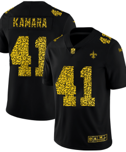 New Orleans Saints #41 Alvin Kamara Men's Nike Leopard Print Fashion Vapor Limited NFL Jersey Black