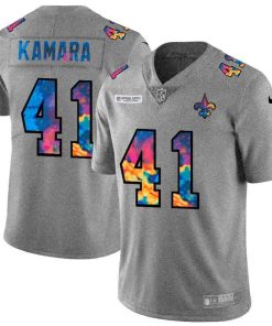 New Orleans Saints #41 Alvin Kamara Men's Nike Multi-Color 2020 NFL Crucial Catch NFL Jersey Greyheather
