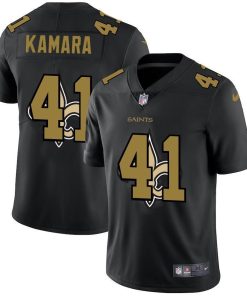 New Orleans Saints #41 Alvin Kamara Men's Nike Team Logo Dual Overlap Limited NFL Jersey Black